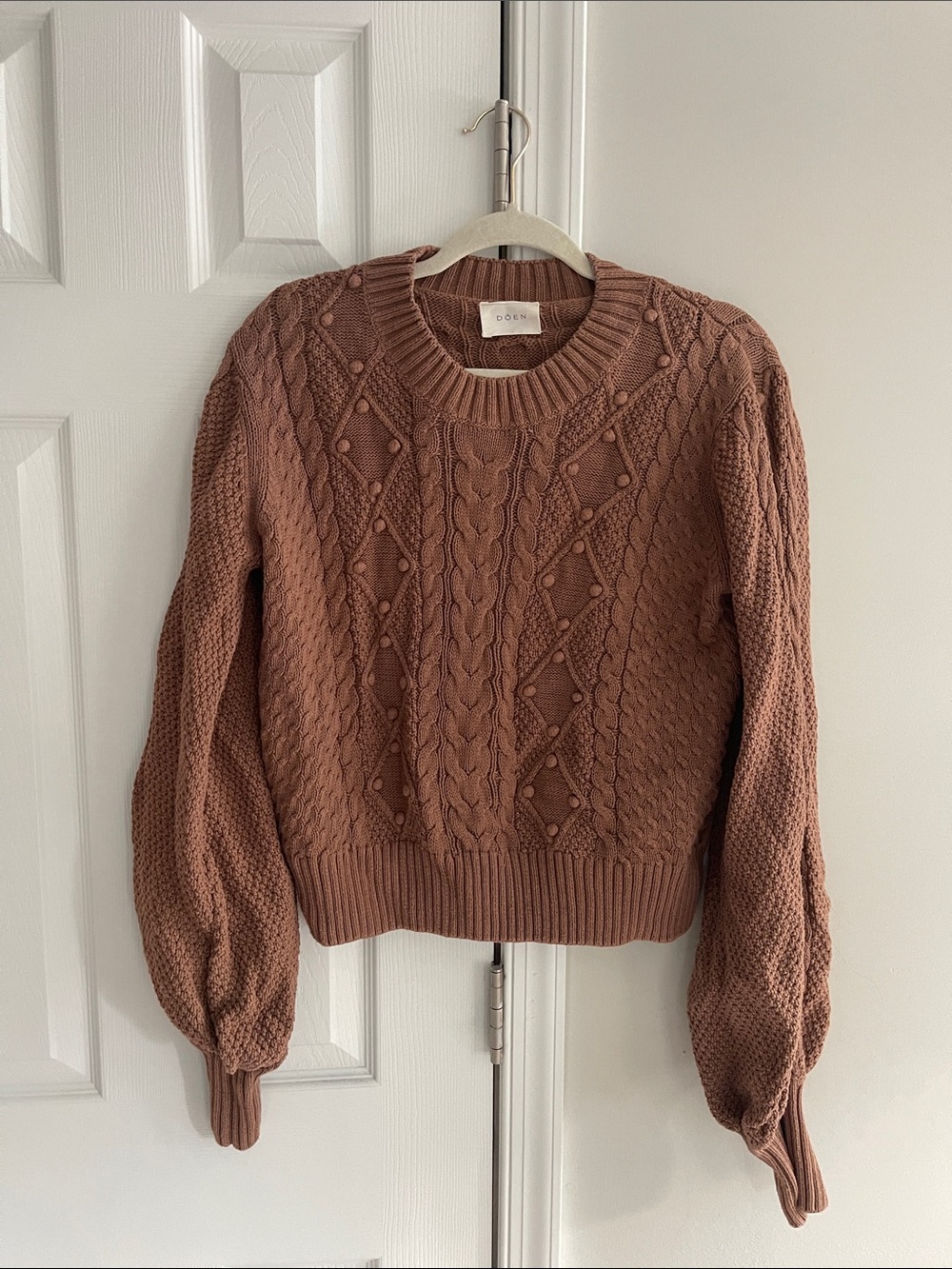 Doen lulu Cable Knit Crewneck Sweater bobble brown